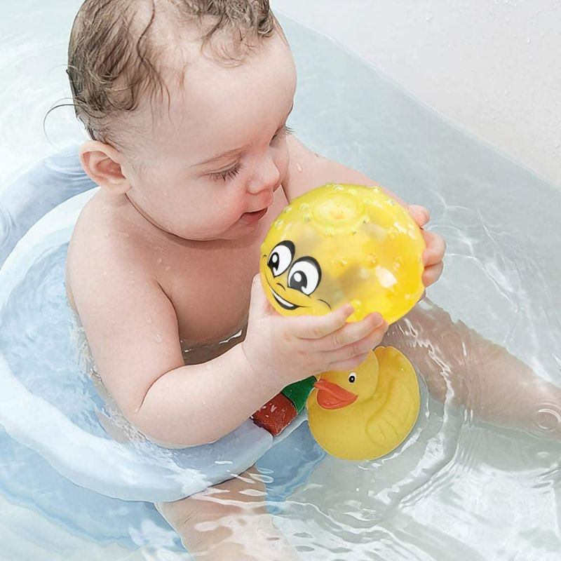 Photo 4 of Spray Water Toy, Infant Bath Toys, Baby Bath Toys for Toddler Kids Floating Induction Sprinkler Toys with Soft LED Light, Best Gift for Boys Girls ( Yellow )
