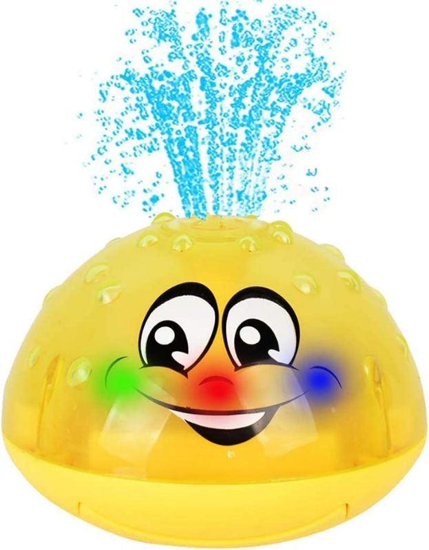 Photo 1 of Spray Water Toy, Infant Bath Toys, Baby Bath Toys for Toddler Kids Floating Induction Sprinkler Toys with Soft LED Light, Best Gift for Boys Girls ( Yellow )