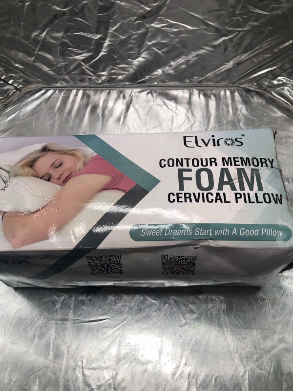 Photo 8 of Elviros Cervical Memory Foam Pillow, Contour Pillows for Neck and Shoulder Pain, Ergonomic Orthopedic Sleeping Neck Contoured Support Pillow for Side Sleepers, Back and Stomach Sleepers (White)