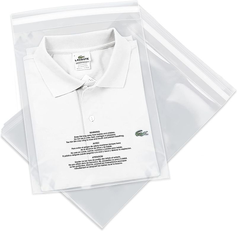 Photo 1 of Spartan Industrial - 11" X 14" (1000 Count) Self Seal Clear Poly Bags with Suffocation Warning for Packaging, T Shirts & FBA - Permanent Adhesive