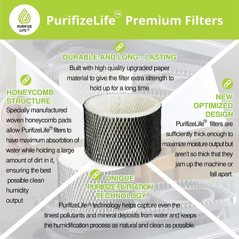 Photo 4 of Purifize Life 6 Pack Premium Replacement Wick Filter for Holmes Humidifier HWF62, HWF62S HWF62D Filter A and Other Sunbeam Cool Mist Models