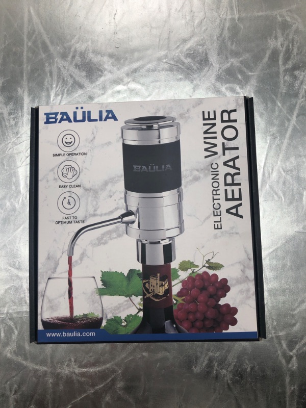 Photo 3 of Baulia WA819 Electric Wine Aerator Pourer and Dispenser One Touch Instant Decanter, Silver