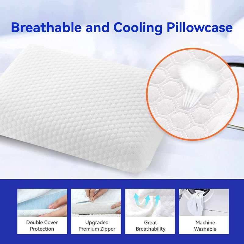 Photo 5 of inight Memory Foam Pillow, Soft Foam Pillow, Supportive Pillow, Ventilated Pillows for Sleeping, Pillow Back Sleeper & Pillow Side Sleeper, White-Standard Memory foam Standard (Pack of 1)