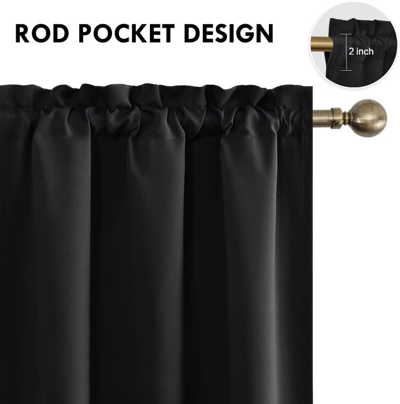 Photo 4 of DWCN Blackout Curtains – Thermal Insulated, Energy Saving & Noise Reducing Bedroom and Living Room Curtains, Black, W 42x L 63 Inch, Set of 2 Rod Pocket Curtain Panels 42x63 | inch Black
