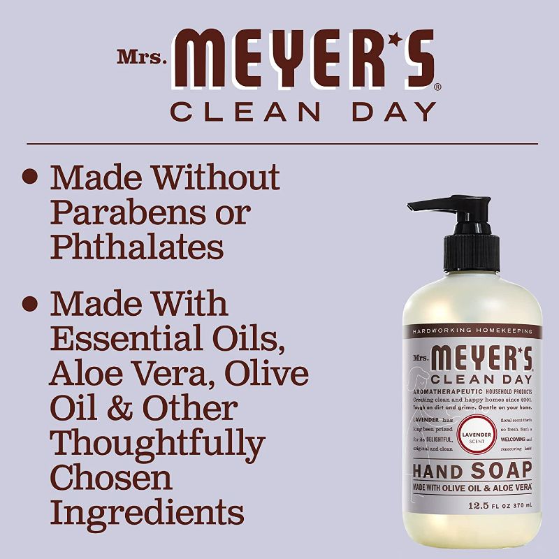 Photo 4 of Mrs. Meyer's Hand Soap, Made with Essential Oils, Biodegradable Formula, Lavender, 12.5 fl. oz - Pack of 3