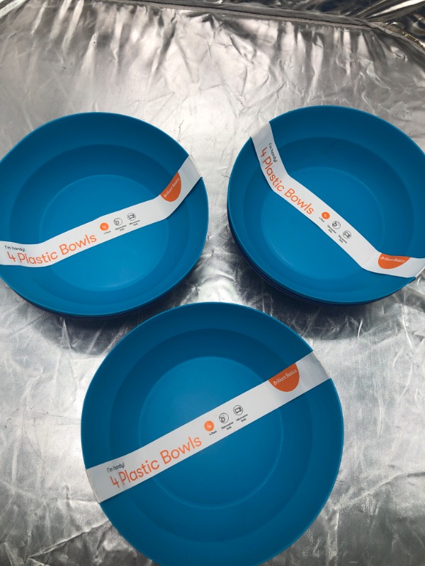 Photo 1 of Brilliant Basics Plastic Bowls (Blue) Pack of 12