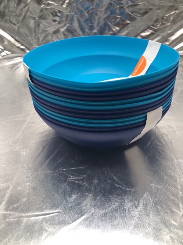 Photo 2 of Brilliant Basics Plastic Bowls (Blue) Pack of 12