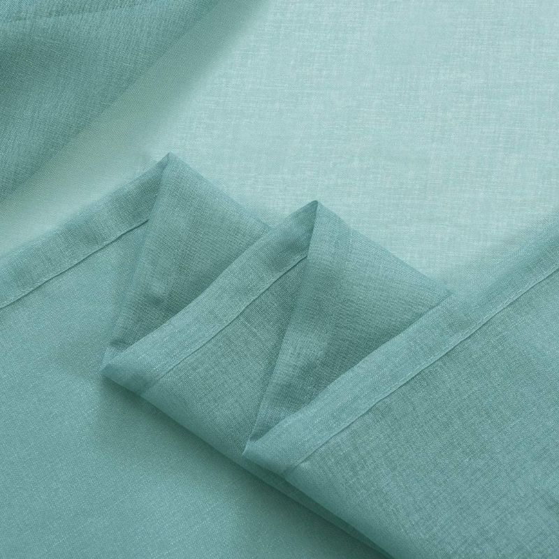 Photo 5 of MYSTIC-HOME Sheer Curtains 63 Inch Length, Rod Pocket Voile Drapes for Living Room, Bedroom, Window Treatments Semi Crinkle Curtain Panels for Yard, Patio, Parlor, Set of 2, 52"x 63", Grey Teal