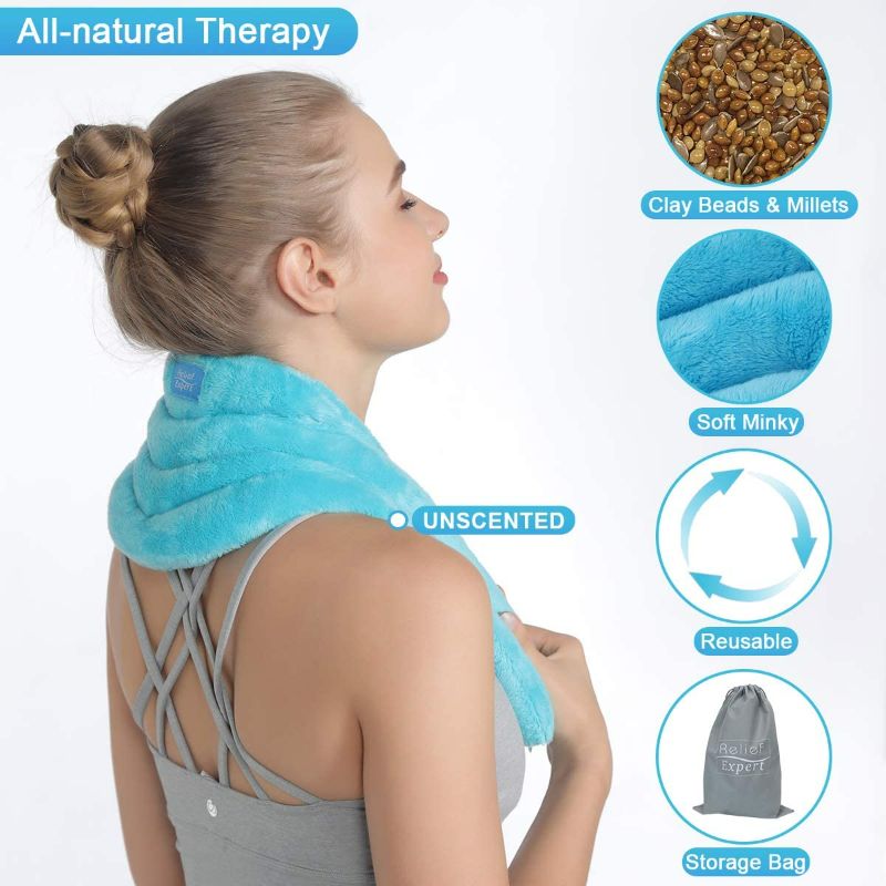Photo 4 of Relief Expert Hands-Free Neck Heating Pad Microwavable Heated Neck Wrap for Pain Relief, Microwave Neck Warmer for Hot Cold Therapy