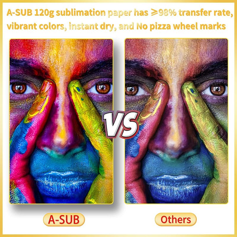 Photo 2 of A-SUB Sublimation Paper Heat Transfer 110Sheets 11x17 Inches Tabloid Size Compatible with Inkjet Printer 120gsm