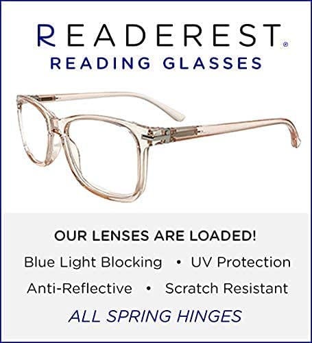 Photo 4 of Readerest Blue Light Blocking Reading Glasses (Blush, 2.75 Magnification) - Computer Eyeglasses With Thin Reflective Lens, Antiglare, Eye Strain, UV Protection, Stylish For Men And Women Peach