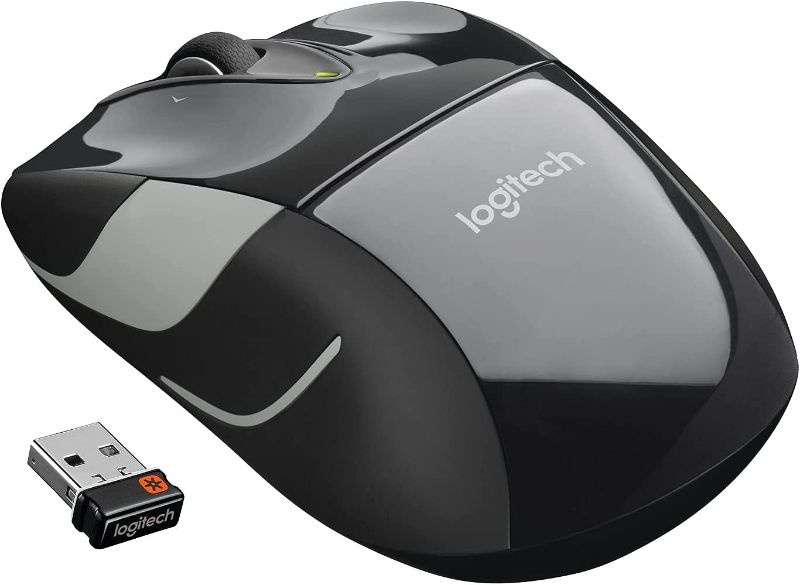 Photo 2 of Logitech M525 Wireless Mouse – Long 3 Year Battery Life, Ergonomic Shape for Right or Left Hand Use, Micro-Precision Scroll Wheel, and USB Unifying Receiver for Computers and Laptops, Black/Gray Mouse Black/Gray Standard Packaging