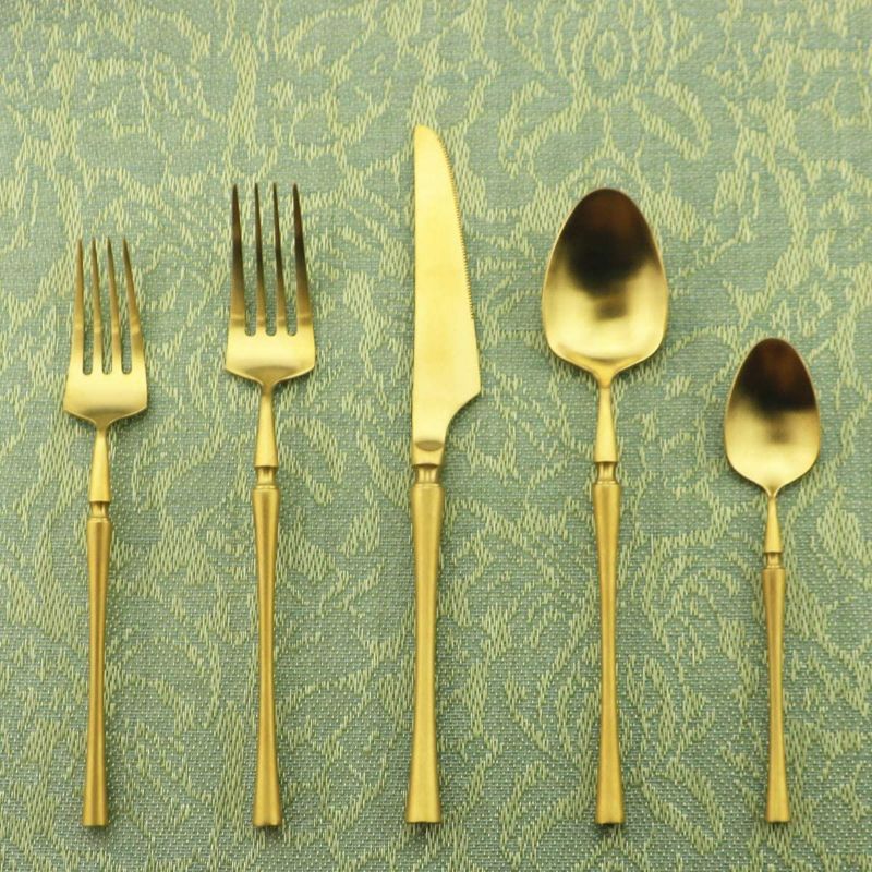 Photo 1 of Gugrida Unique & Beautiful Flatware Set - 20 Piece Iridescent Silverware Sets | 18/10 Stainless Steel Reusable Cutlery Set | Gold Utensils Service For 4 with Dessert Fork, Knife, Spoon, Dinner Fork