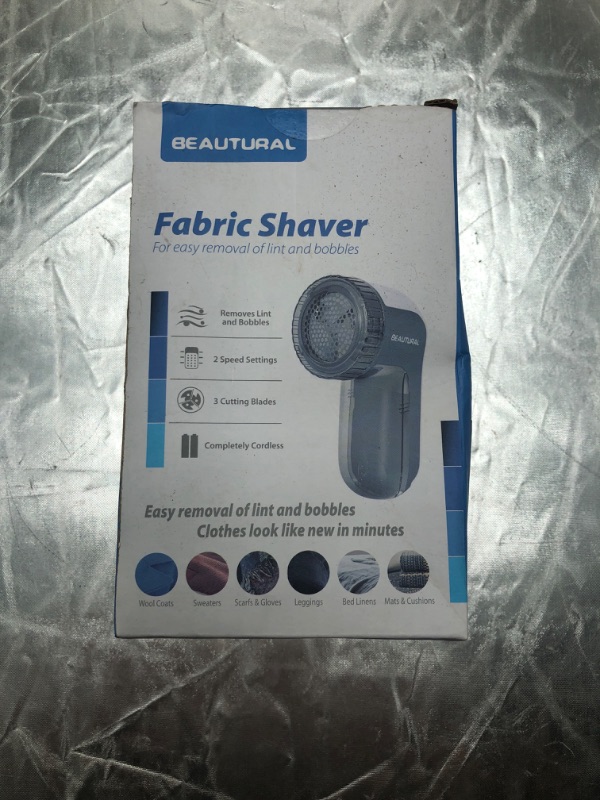 Photo 8 of BEAUTURAL Fabric Shaver and Lint Remover, Sweater Defuzzer with 2-Speeds, 2 Replaceable Stainless Steel Blades, Battery Operated, Remove Clothes Fuzz, Lint Balls, Pills, Bobbles Gray Basic