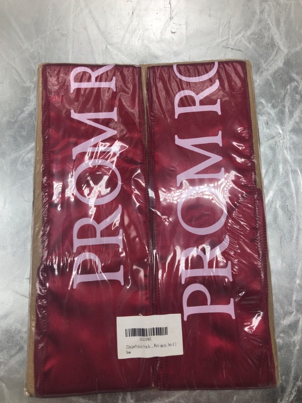 Photo 2 of (Pack of 2 ) Maroon and White Prom Royalty Sash, 3 Inches x 72 Inches, Prom Sash for Prom Court, High School Dance, Party, Costume, Event