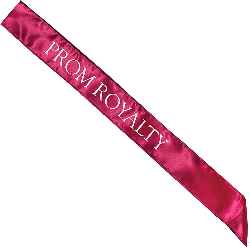 Photo 1 of (Pack of 2 ) Maroon and White Prom Royalty Sash, 3 Inches x 72 Inches, Prom Sash for Prom Court, High School Dance, Party, Costume, Event