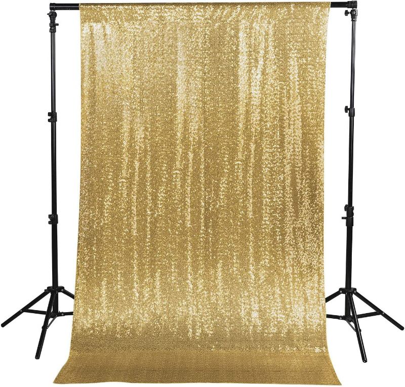 Photo 1 of Sequin Backdrop Photography Background Curtain for Party Decoration (Gold) 4FT*7FT