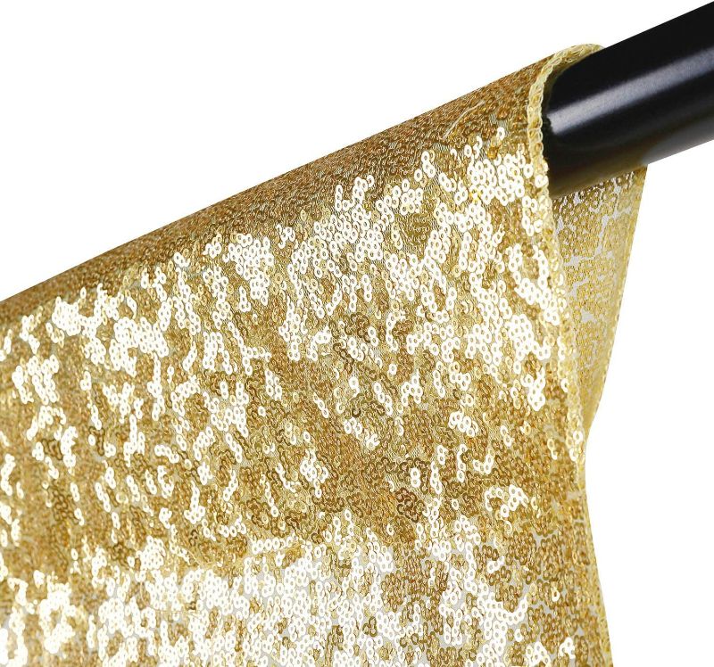 Photo 2 of Sequin Backdrop Photography Background Curtain for Party Decoration (Gold) 4FT*7FT