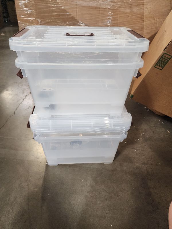 Photo 2 of 4-pack Clear Boxes, Plastic Storage Bin with Lids and Wheels 