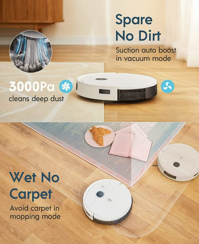 Photo 5 of Yeedi vac 2 pro Robot Vacuum and Mop Combo,3000Pa Suction with Oscillating Mopping,3D Obstacle Avoidance,240mins runtime,Idea for Carpet and Hard Floor Cleaning and Pets Family