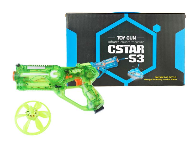 Photo 1 of C STAR TOY GUN INCLUDES EXOPLANET FLYING SAUCER AND CHARGING CORD REQUIRE 4 TRIPPLE A BATTERIES NEW IN BOX 