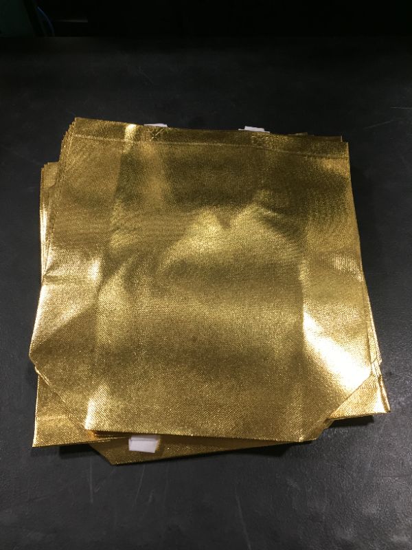 Photo 2 of 15 Gold Gift Bags Set, Non-woven Reusable Gift Bags With Glossy Gold Finish - Ideal As Eco-Friendly Birthday Bag, Favor Bags, Goodie bags, Party Bags, Wedding Welcome Bag, Bachelorette Party favors
