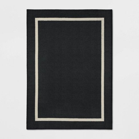 Photo 1 of 5'x7' Good Fashion Frame Border Rug Black - Room Essentials™