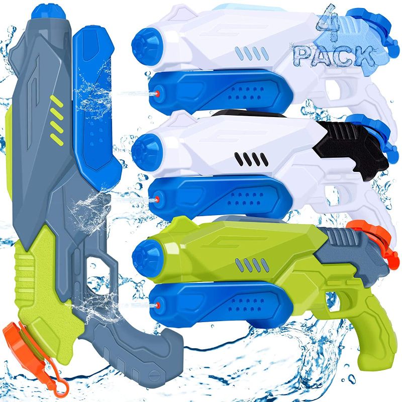 Photo 1 of Water Guns for Kids 4 Pack High Capacity 300cc Super Water Blaster Soaker Summer Swimming Pool Beach Long Range Squirt Gun for Adults Little Kids Toddlers
