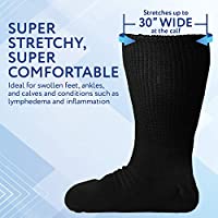 Photo 2 of 2 Pairs of Impresa Extra Width Socks for Lymphedema - Bariatric Sock - Oversized Sock Stretches up to 30'' Over Calf for Swollen Feet And Mens and Womens Legs - One Size Unisex
