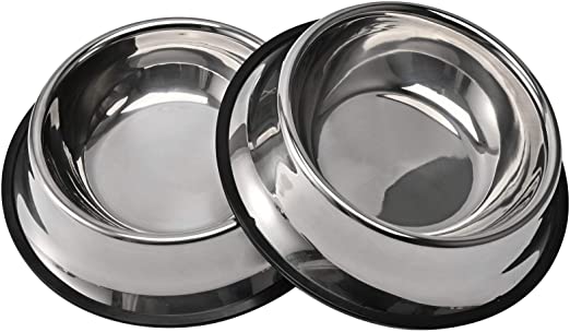 Photo 1 of 2Packs Stainless Steel Dog Bowl with Anti-Skid Rubber Base for Small/Medium/Large Pet, Perfect Dish, Pets Feeder Bowl and Water Bowl Perfect Choice for Dog Puppy Cat and Kitten (26oz)
