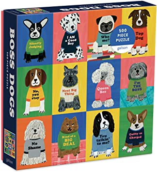 Photo 1 of Boss Dogs 500 Piece Family Puzzle from Galison - Featuring Bright and Colorful Illustrations, Perfect for The Whole Family to Enjoy Together, 20" x 20", Unique Gift Idea
