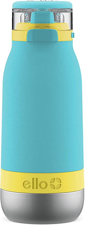 Photo 1 of Ello Emma Vacuum Insulated Stainless Steel Kids Water Bottle with Straw, 14oz, Sky
