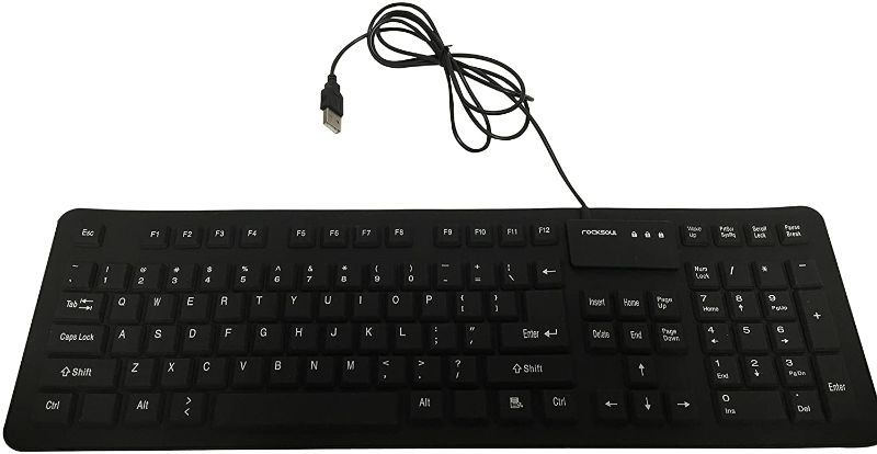 Photo 1 of ROCKSOUL Flexible Keyboard Slim Water & Dust Proof (KB-101F106B), Black
