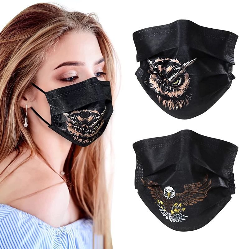 Photo 1 of 100Pcs Disposable Face Masks Disposable Masks, Printed Face Masks for Adults set of 3