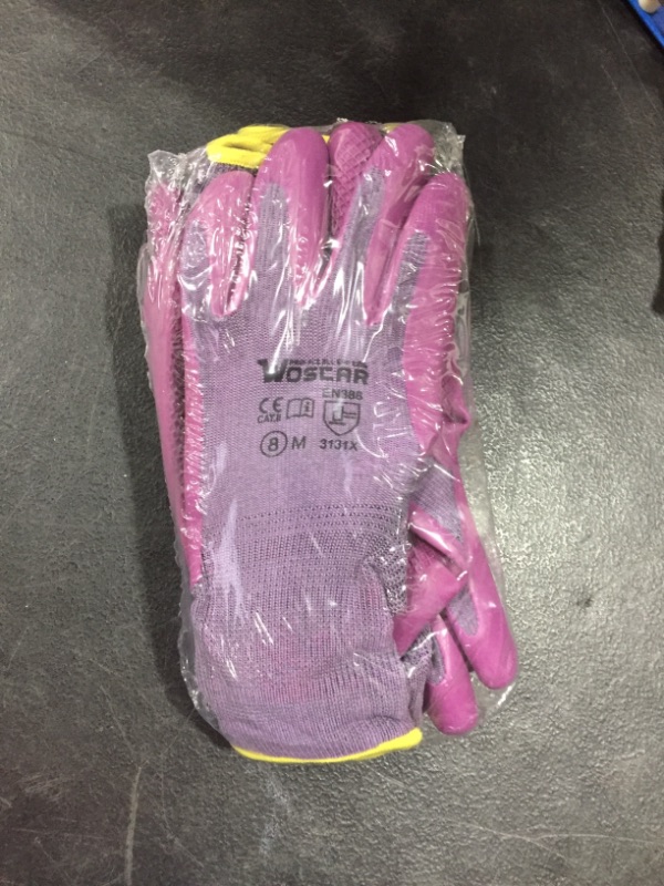 Photo 1 of 3 pairs of purple gardening gloves size medium 