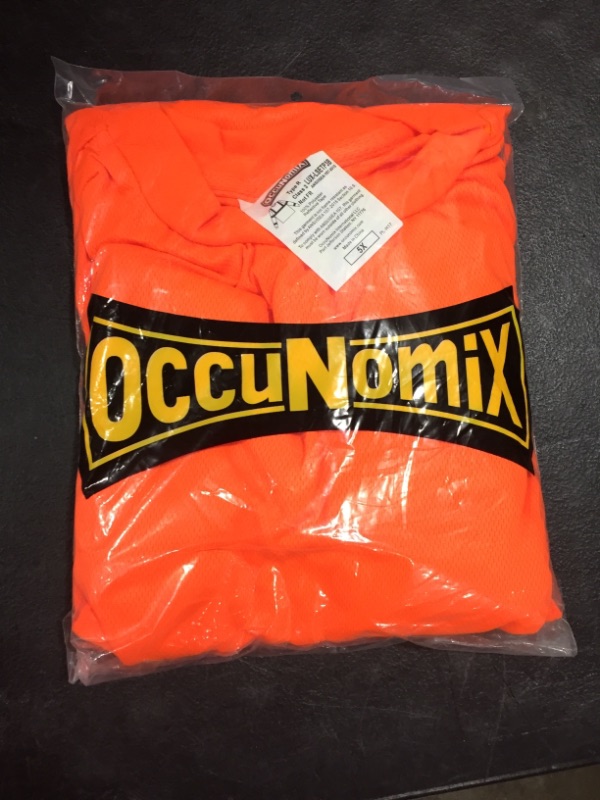 Photo 2 of OccuNomix ECO-ATRANS-O4X High Visibility Value Solid Two-Tone Zipper Surveyor Safety Vest, 100% ANSI Polyester Tricot, 5X-Large, Orange
