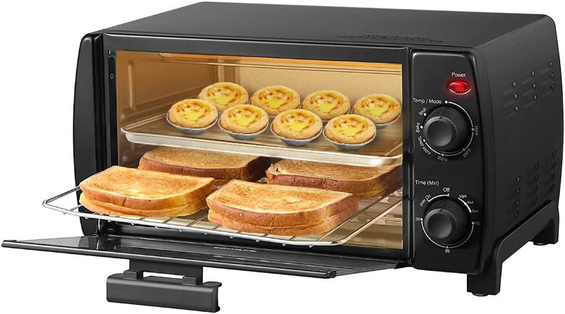 Photo 1 of COMFEE' 4 Slice Small Toaster Oven Countertop, Retro Compact Design, Multi-Function with 30-Minute Timer, Bake, Broil, Toast, 1000 Watts, 2-Rack Capacity, Black (CFO-BB101)
