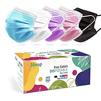 Photo 1 of 4PACK HIWUP Colored Disposable Face Masks 50 Pack, PFE 99% Face Mask Suitable For Adults And Teens