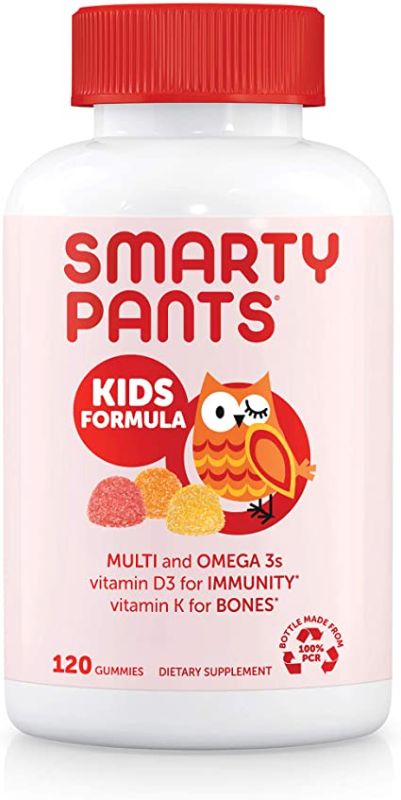 Photo 1 of  EXPIRES 09/29/22 SmartyPants Kids Formula Daily Gummy Multivitamin: Vitamin C, D3, and Zinc for Immunity, Gluten Free, Omega 3 Fish Oil (DHA/EPA), Vitamin B6, B12, 120 Count (30 Day Supply)
