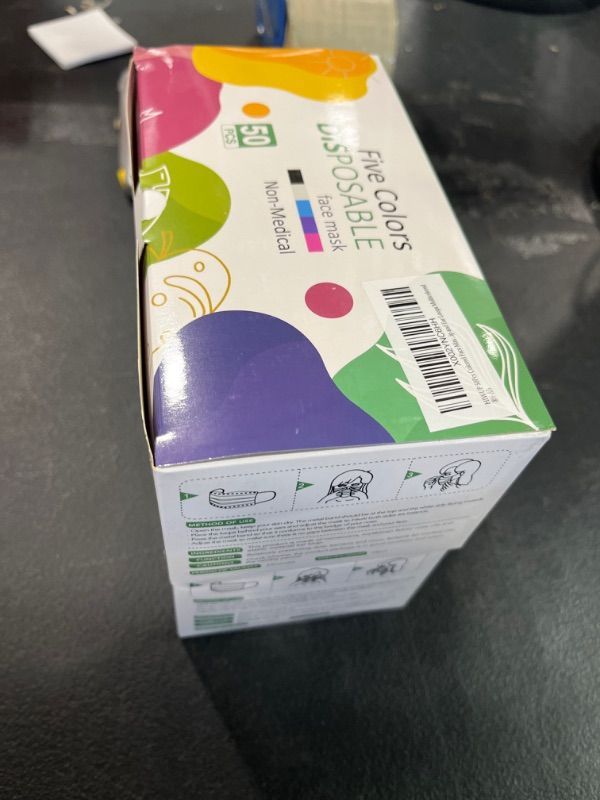 Photo 1 of 2 PACK HIWUP Colored Disposable Face Masks 50 Pack, PFE 99% Face Mask Suitable For Adults And Teens
