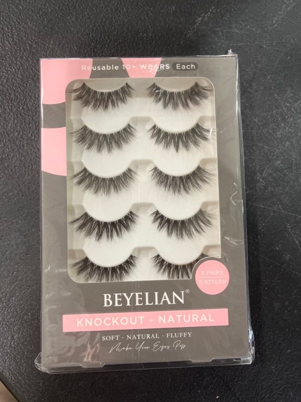 Photo 2 of BEYELIAN False Eyelashes,3D Faux Mink Eyelashes Handmade Luxurious Volume Fluffy Natural False Eyelashes Fluffy Long Soft Reusable Eyes Lashes 5 Pairs
