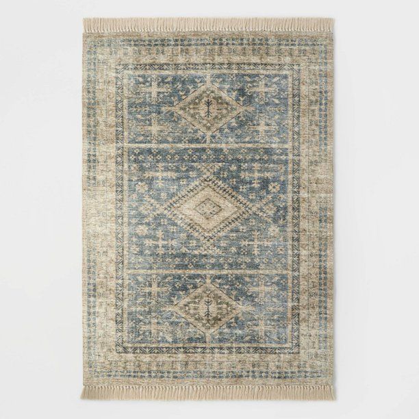 Photo 1 of 3'x5' Pine Brook Diamond Persian Style Rug Blue - Threshold designed with Studio McGee
