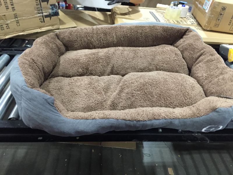 Photo 1 of 3ft x 28" pet bed, brown and grey short sherpa 