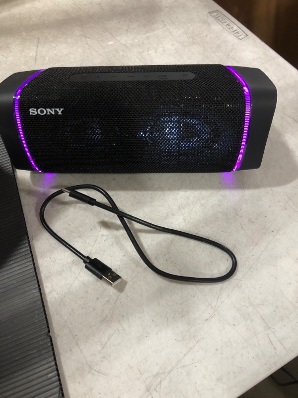 Photo 3 of Sony SRS-XB33 EXTRA BASS Wireless Bluetooth Portable Speaker, IP67 Waterproof & Durable for Home, Outdoor, and Travel, 24 Hour Battery, Party Lights, USB Type-C, and Speakerphone, Black
