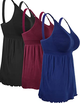 Photo 1 of iloveSIA 3PACK Nursing Tank Tops, 7027 Maternity Pajamas, Breastfeeding Camisole Built-in Nursing Bras, 3XL
