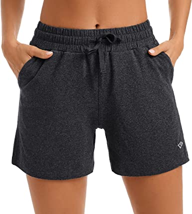 Photo 1 of GGK Women's 5" Workout Lounge Bermuda Cotton Shorts Yoga Casual Sweat Shorts with Pockets, Large
