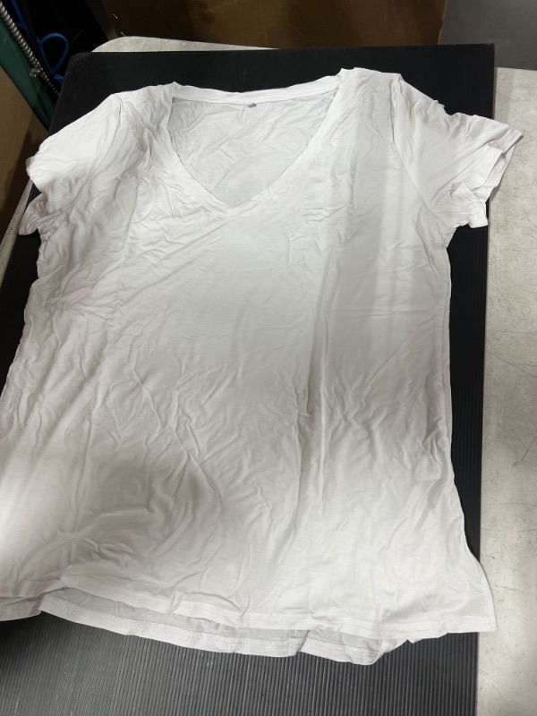 Photo 1 of Women's V Neck White Short Sleeve Shirt, XL