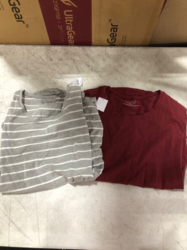 Photo 2 of BumpStart Maternity Tee (2 Pack) - Ruby/Grey *SIZE M**