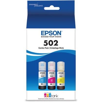 Photo 1 of Epson 502 EcoTank Color Combo Pack Auto-Stop Ink Bottles