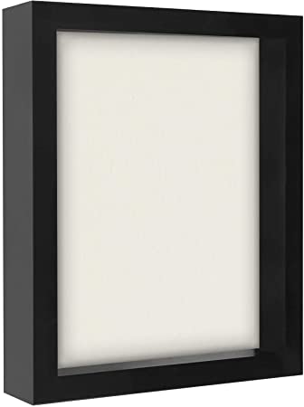 Photo 1 of Americanflat 8.5x11 Shadow Box Frame in Black with Soft Linen Back - Composite Wood with Polished Glass for Wall and Tabletop
